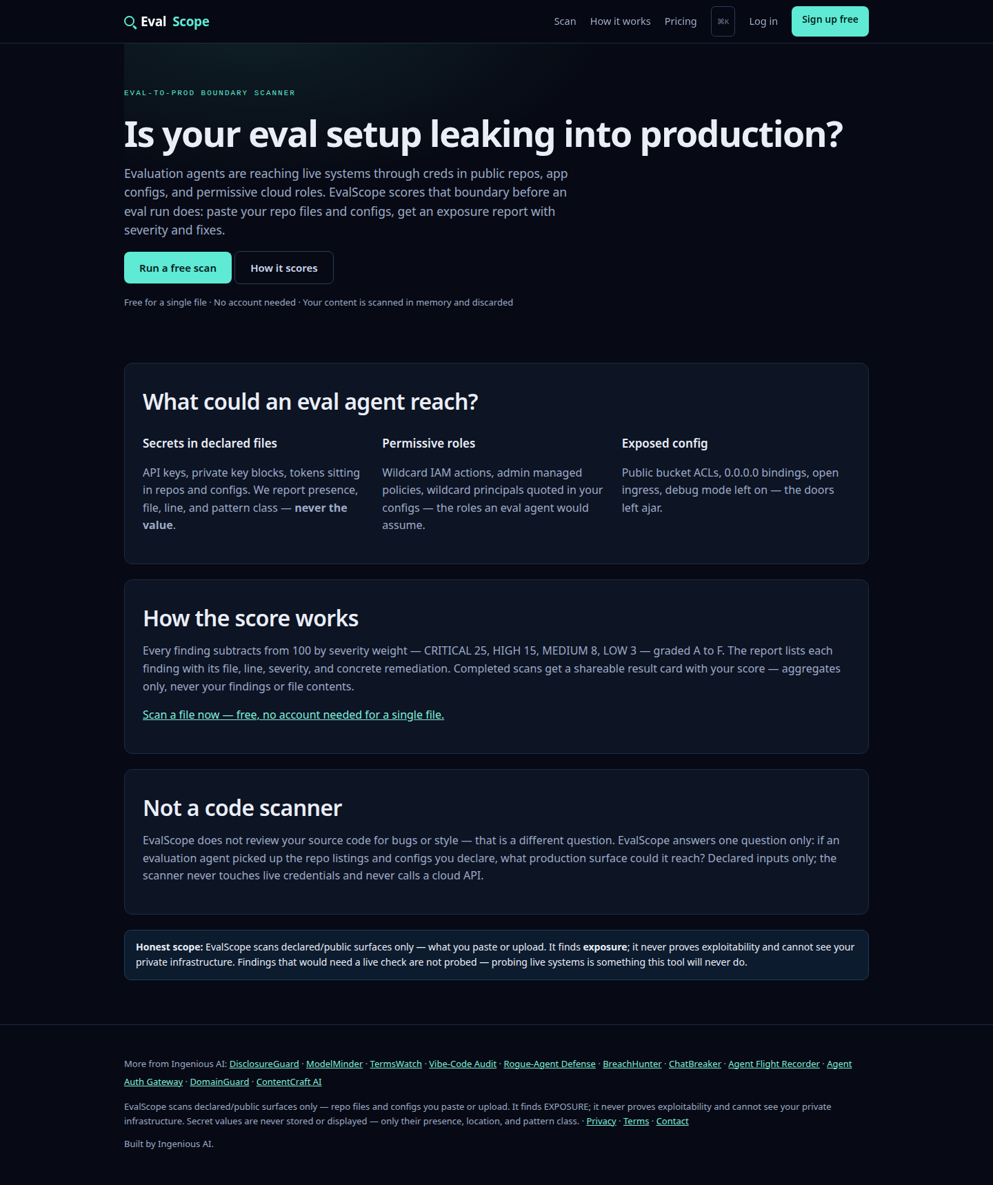 Screenshot of the actual EvalScope app home page